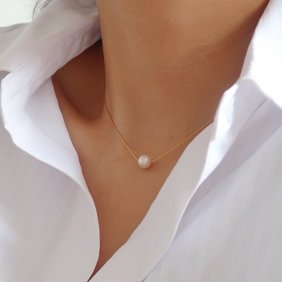 NEW 18K Gold Plated Fresh Water Pearl Necklace - Picture 6 of 8